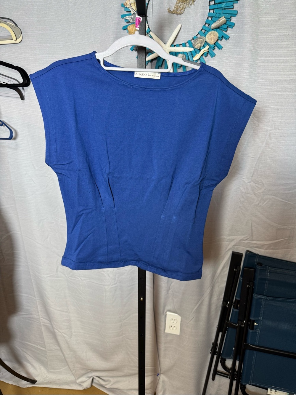 NWOT Zenaida Royal Blue Women's Cap-Sleeve Top